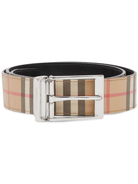 burberry check and leather belt|Burberry reversible leather belt.